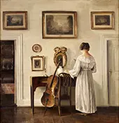 Interior with a Woman Reading By Carl Holsoe