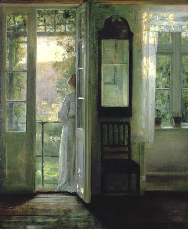 Girl Standing on a Balcony By Carl Holsoe