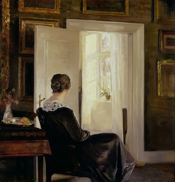 A Woman Seated Near a Door By Carl Holsoe