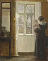 A Mother and Child at a Window By Carl Holsoe