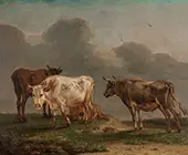 Four Young Bulls in a Meadow By Paulus Potter