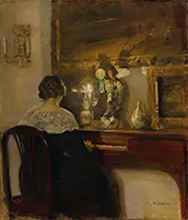 A Lady Playing The Piano By Carl Holsoe