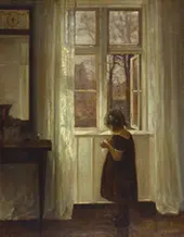 A Girl Standing at a Window By Carl Holsoe