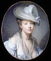 Young Woman in White Hat By Jean Baptiste Greuze