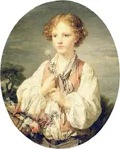 Young Shepherd Holding a Flower By Jean Baptiste Greuze