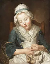 Sleeping Knitter By Jean Baptiste Greuze