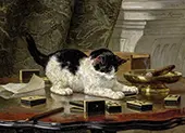 The Cat at Play By Henriette Ronner Knip