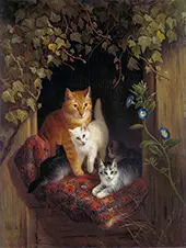 Cat with Kittens, 1844 By Henriette Ronner Knip