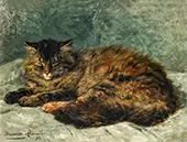 Cat with Closed Eyes By Henriette Ronner Knip