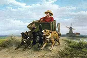 Boy in a Dog Cart on a Heath Path By Henriette Ronner Knip