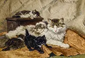 A Mother and Her Kittens, 1903 By Henriette Ronner Knip