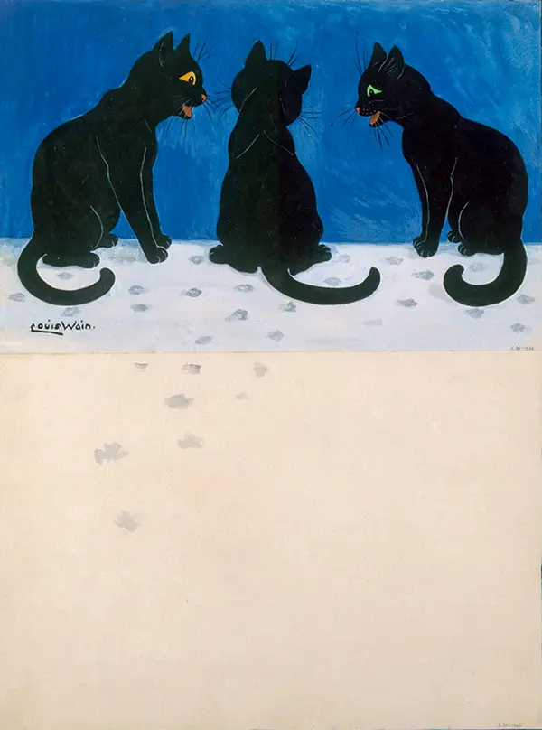 Black Cats in the Snow By Louis Wain
