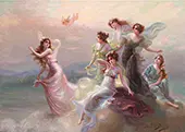 The Dance of the Nymphs and Cupid c1900 By Edouard Bisson