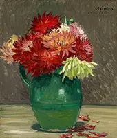 Peonies in a Green Jug By Theophile Alexandre Steinlen