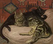 Two Lying Cats By Theophile Alexandre Steinlen