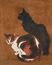 Two Cats By Theophile Alexandre Steinlen
