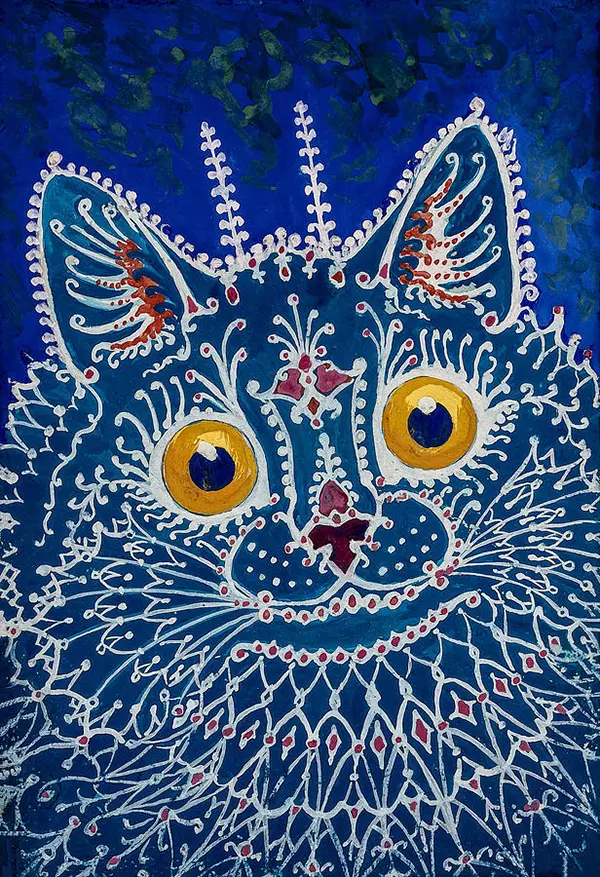 A Cat In Gothic Style By Louis Wain