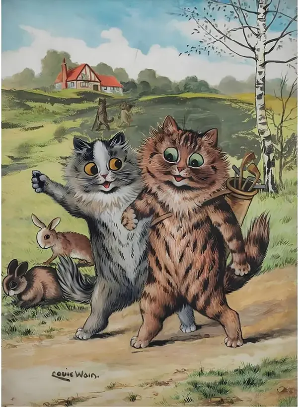 A Golfing Match By Louis Wain
