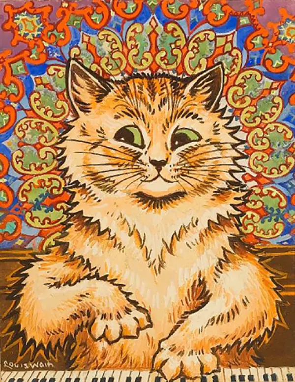 Cat Playing Piano By Louis Wain