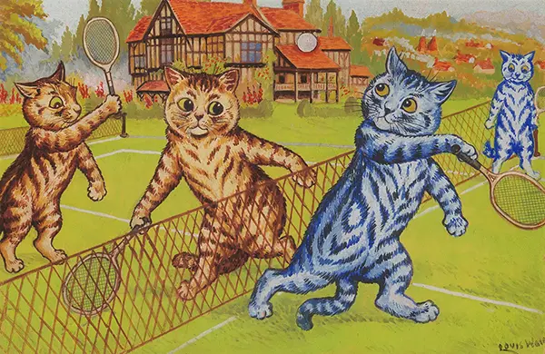 Cats At Tennis By Louis Wain