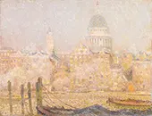 Saint Pauls from the River Morning Sun in Winter By Henri Le Sidaner