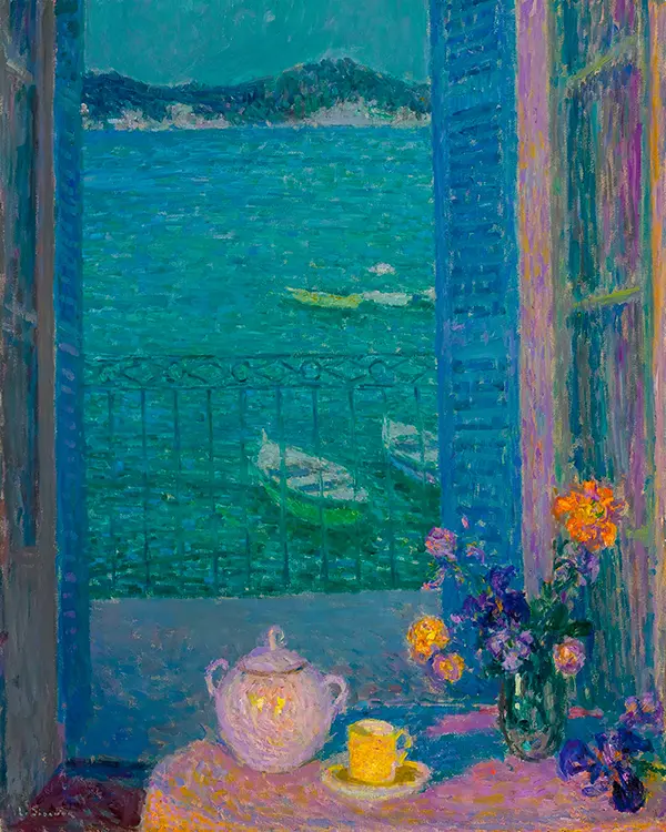 The Bouquet at the Window Villefranche-sur-mer, 1928 By Henri Le Sidaner