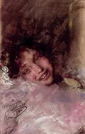 A Young Girl Laughing By Antonio Mancini
