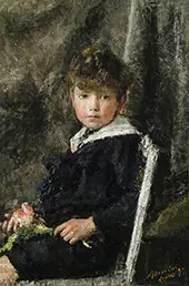 Seated Boy By Antonio Mancini