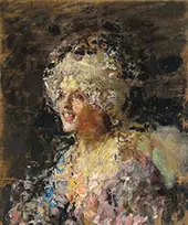 Woman in 18th Century Costume By Antonio Mancini