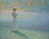 Woman Reading in a Landscape By Henri Le Sidaner