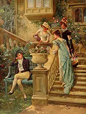 Waking Up a Dozing Youth 1907 By Henry Gillard Glindoni