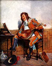 Cavalier Playing a Mandolin By Henry Gillard Glindoni