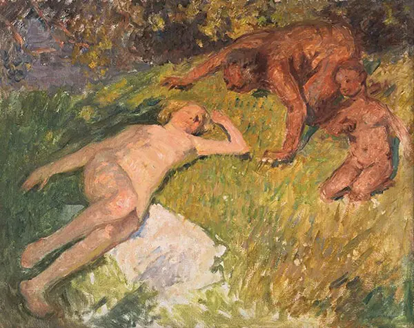 Nude and Satyr Juniper and Antiope c1911 By Emanuel Phillips Fox