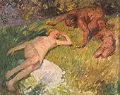Nude and Satyr Juniper and Antiope c1911 By Emanuel Phillips Fox