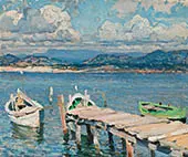 Fishing Boats and Jetty Le Brusc c1912 By Emanuel Phillips Fox