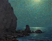 Catalina Island Coast Under a Moonlit Sky, 1920 By Granville Redmond