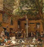 The Courtyard of The Coptic Patriarch's House in Cairo By John Frederick Lewis