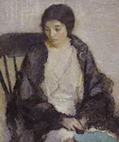 Lady with a Blue Fan 1916 By Lilian Westcott Hale