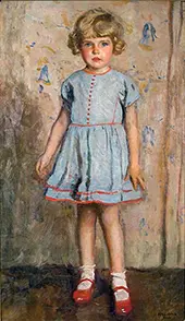Portrait of a Young Girl Wearing Blue By Harrington Mann