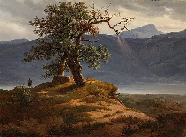 Landscape with Hiking Man By Thomas Fearnley