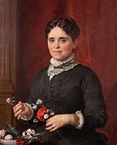 Portrait of a Lady with Flowers By Seymour Joseph Guy