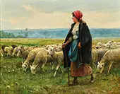 A Shepherdess with her Flock By Julien Dupre