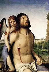 Christ in Mercy and an Angel By Antonello da Messina