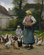 Woman with Chickens 1881 By Julien Dupre