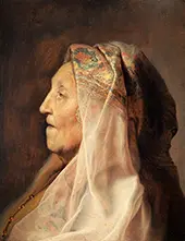 Profile Head of an Old Woman Rembrandt's Mother By Jan Lievens