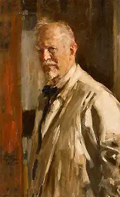 Self Portrait in Work Coat 1932 By Carl von Marr