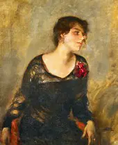 Dora Marr Sitting in a Black Dress By Carl von Marr