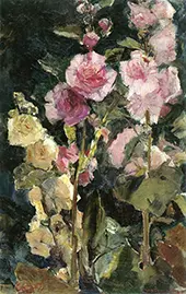 Study of Hollyhocks By Walter Gay