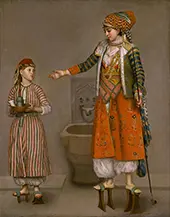 A Lady in Turkish Dress and Her Servant By Jean-Etienne Liotard