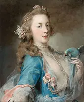 A Young Lady with a Parrot By Rosalba Carriera